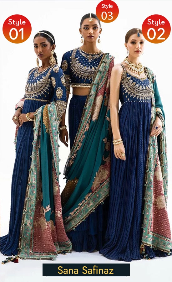 Embroidered Blue Silk - N231007cl