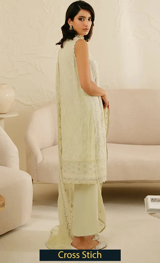 Embroidered Chiffon-FOGGY DEWKIST