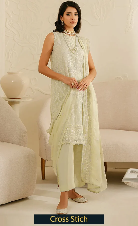 Embroidered Chiffon-FOGGY DEWKIST Embroidered Chiffon-FOGGY DEWKIST