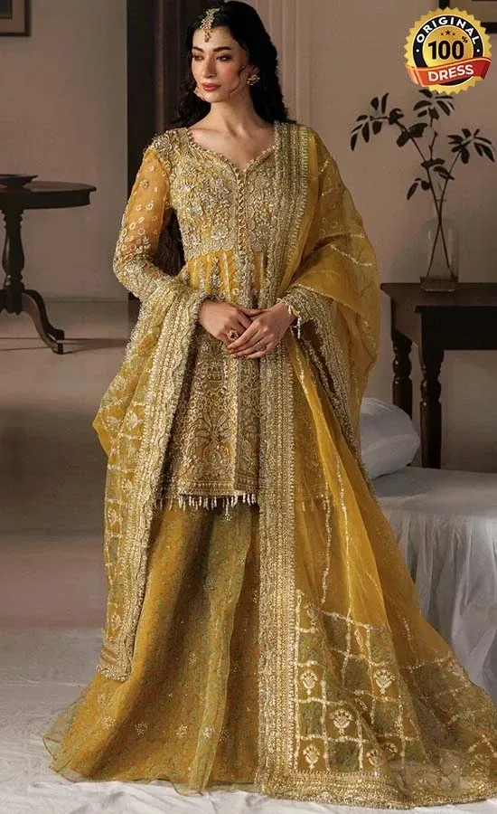 Yellow Lehenga Choli for Wedding Guests Pakistani yellow lehenga choli for wedding guests with intricate embroidery and festive styling