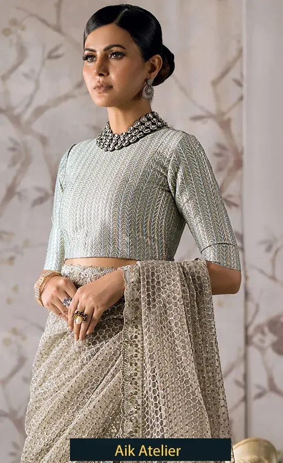 Gray Color Saree For Wedding Guests