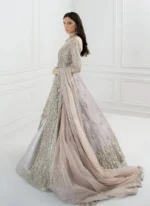 Grey Front Open Bridal Gown