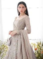 Grey Front Open Bridal Gown — product view 1