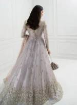 Grey Front Open Bridal Gown