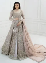 Grey Front Open Bridal Gown