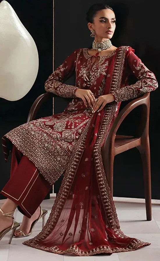 Maroon Punjabi Suit — product view 1