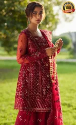 Red Colour Sharara For Wedding Guests