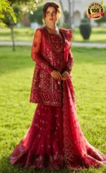 Red Colour Sharara For Wedding Guests