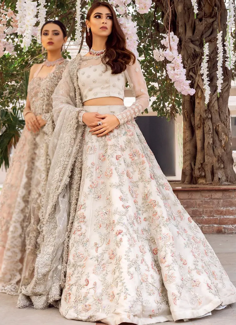 Hand Embellished Ivory Bridal Lehenga
