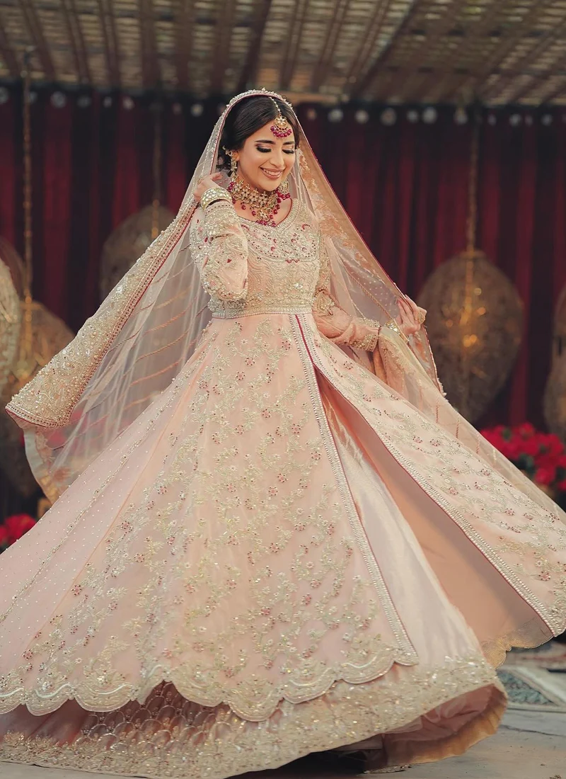 Powder Pink Bridal Open Gown