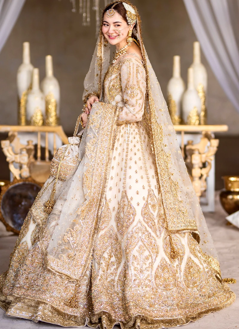 White and Gold Bridal Lehenga