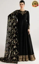 Black Colour Anarkali Dress For Wedding Guests (2)
