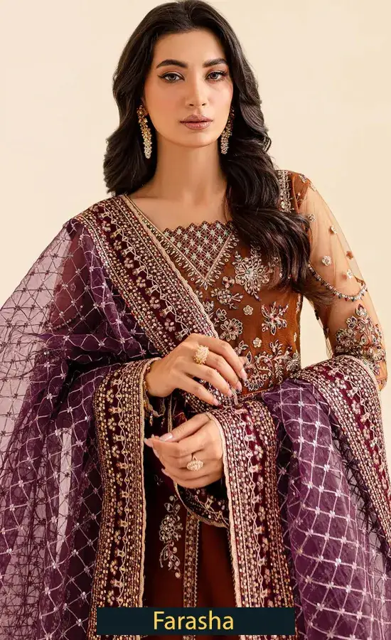 Crimson Allure — embroidered net, product view 2