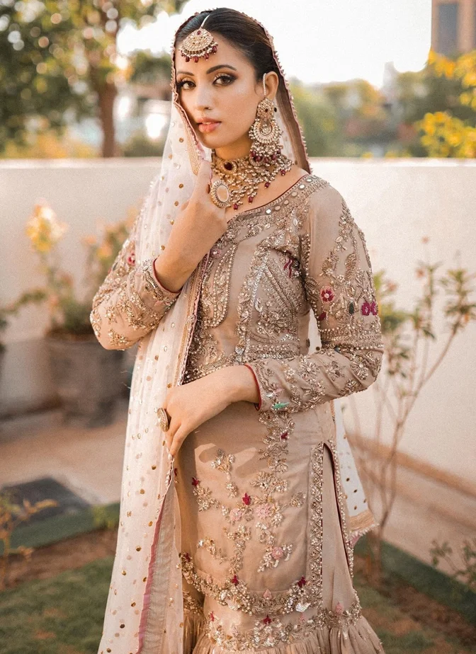 Light Brown Bridal Gharara - 41% OFF