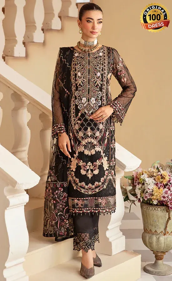 Embroidered Organza - M-1205-3 Embroidered Organza - M-1205