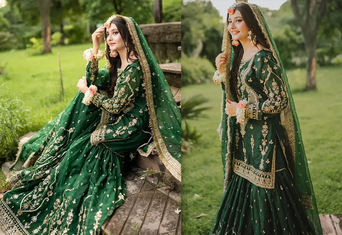 Green Color Henna Dress
