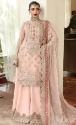 Peach Colour Sharara Suit​ For Wedding Guestsss (1)