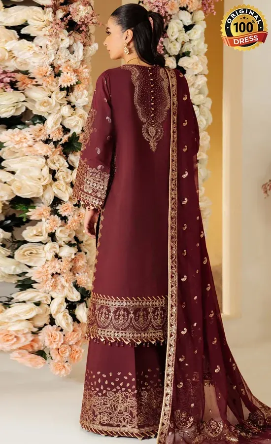 Embroidered Raw Silk - AF-RS-01-Salsa
