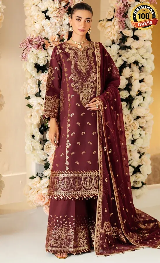 Embroidered Raw Silk - AF-RS-01-Salsa-4 Embroidered Raw Silk - AF-RS-01-Salsa