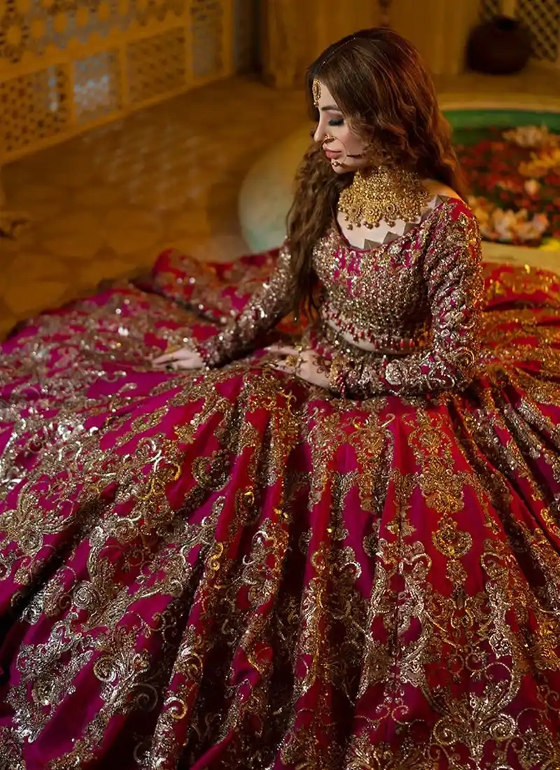 Burgundy Nikkah Lehenga