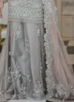 Gray Silver Bridal Lehenga with Trail