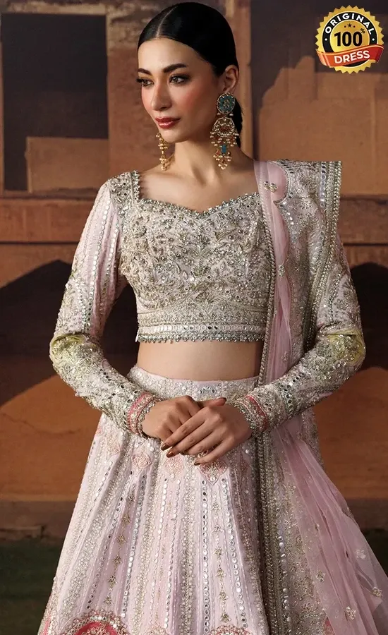 Pakistani Indo Western ghagra for wedding guests with detailed embroidery and graceful formal styling