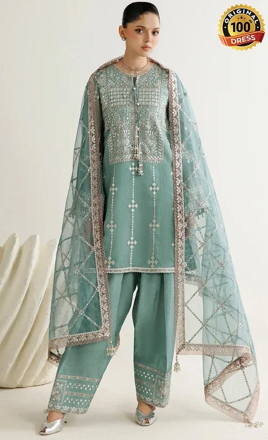 Light Blue Salwar Kameez For Wedding Guests Light blue salwar kameez for wedding guests with elegant embroidery and chiffon detailing
