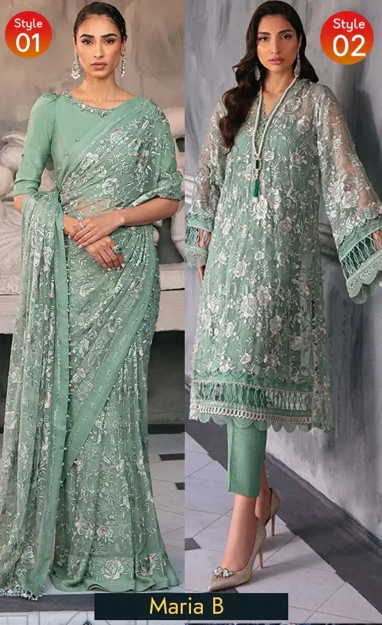 Maria B Saree For Wedding Guestss (3) Maria B Saree For Wedding Guestss (3)