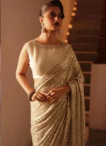 White Bridal Saree with Gold Zardozi Video