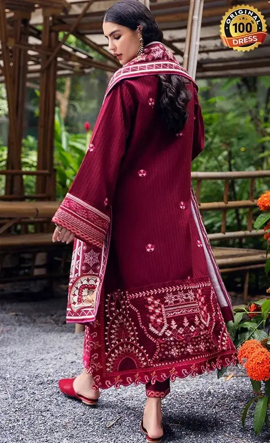 Embroidered Karandi Emerald Glimmer Dress (4)