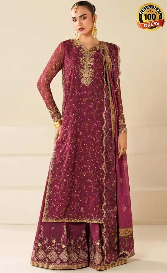 Baroque PK Embroidered Chiffon UF-4277 Dress (4)