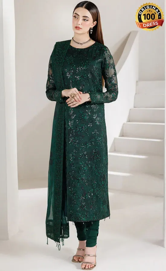 Embroidered Chiffon Jade Majesty Dress (1) Embroidered Chiffon Jade Majesty Dress (1)
