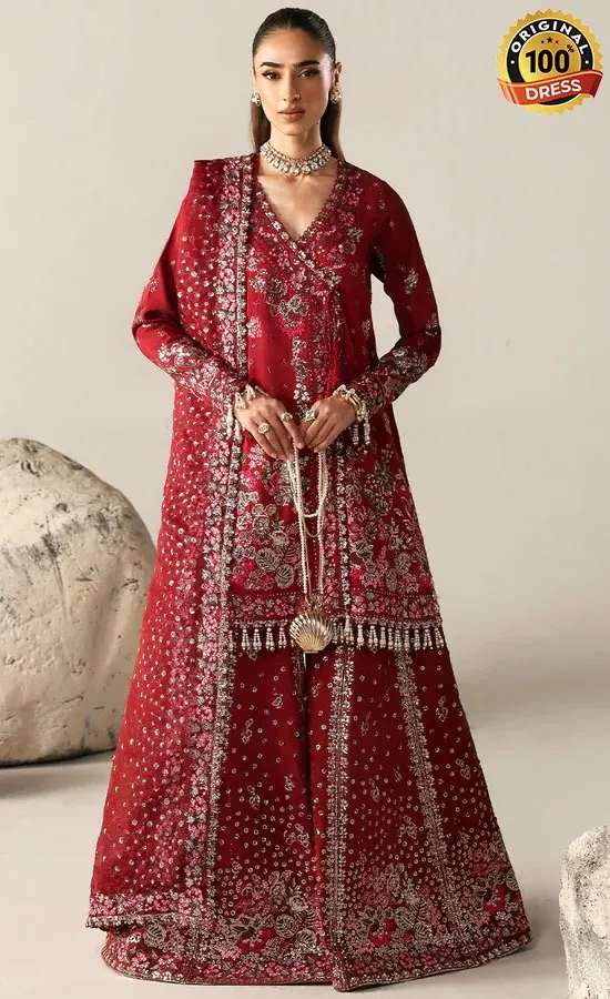 Embroidered Raw Silk Serenity Bloom Dress (2)