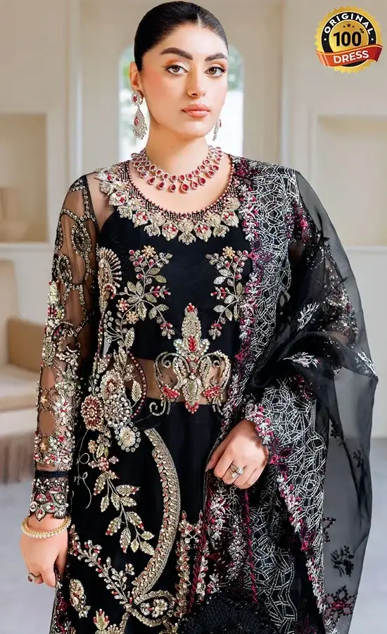 Ramsha PK Embroidered Net H-503 Dress (3)
