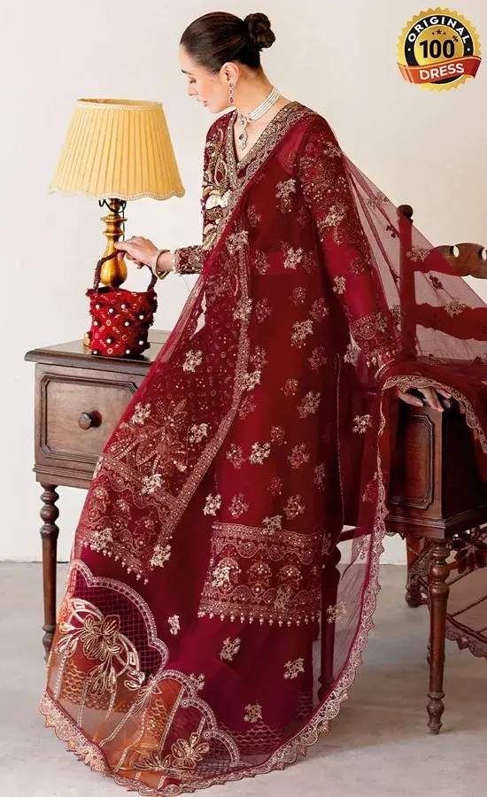 Ramsha PK Embroidered Organza H-504 Dress (2)