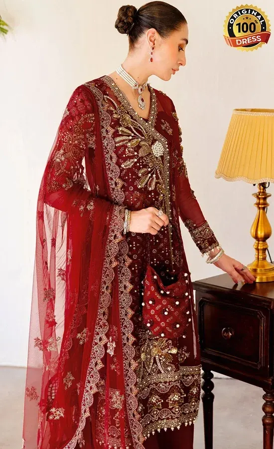 Ramsha PK Embroidered Organza H-504 Dress (3)
