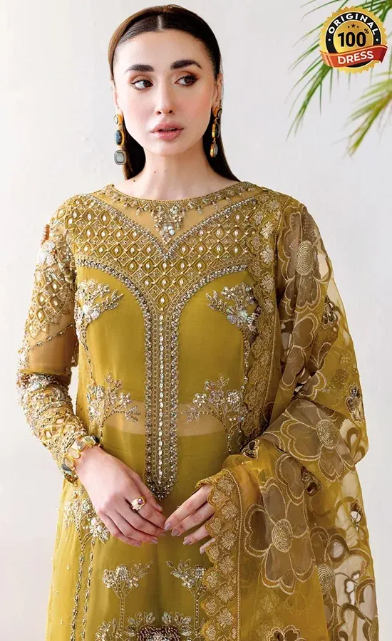 Ramsha PK Embroidered Organza H-506 Dress (4)