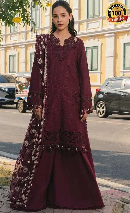 Afrozeh Embroidered Dyed Lawn Haya Dress (2) Afrozeh Embroidered Dyed Lawn Haya Dress (2)