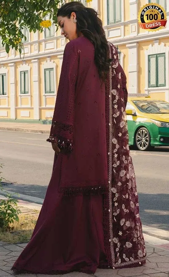 Afrozeh Embroidered Dyed Lawn Haya Dress (3)