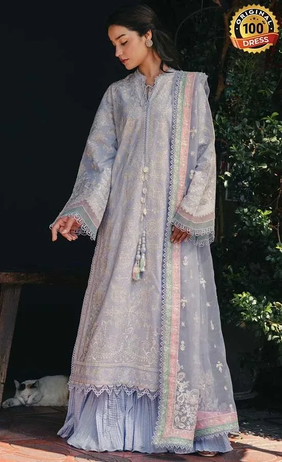 Afrozeh Embroidered Dyed Lawn Saya Dress (3) Afrozeh Embroidered Dyed Lawn Saya Dress (3)