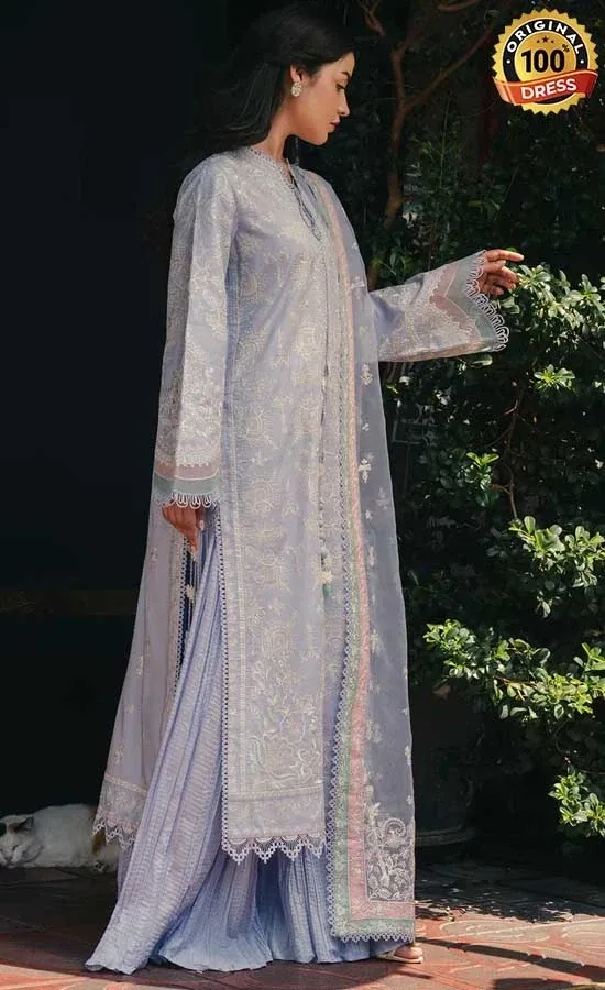 Afrozeh Embroidered Dyed Lawn Saya Dress (4)