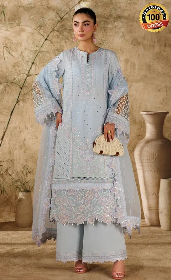 Akbar Aslam Embroidered Lawn Saffron Dress (1) Akbar Aslam Embroidered Lawn Saffron Dress (1)
