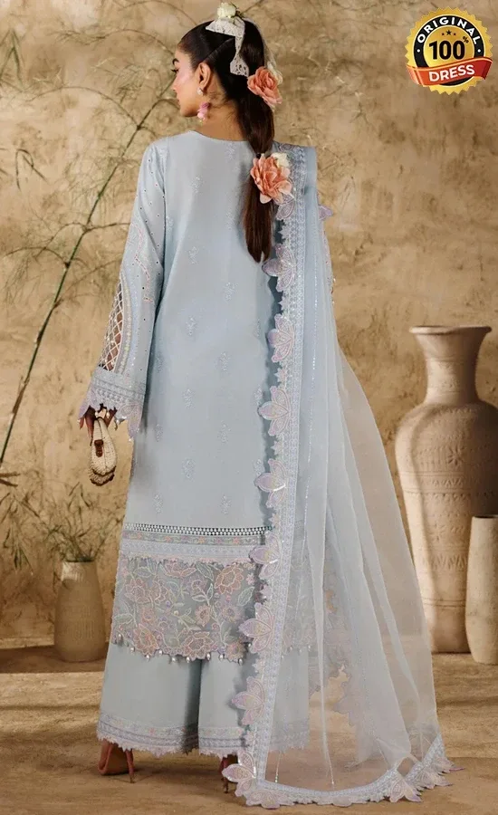 Akbar Aslam Embroidered Lawn Saffron Dress (3)