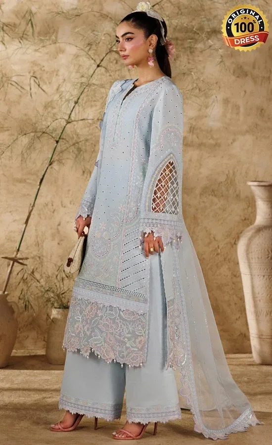 Akbar Aslam Embroidered Lawn Saffron Dress (4)