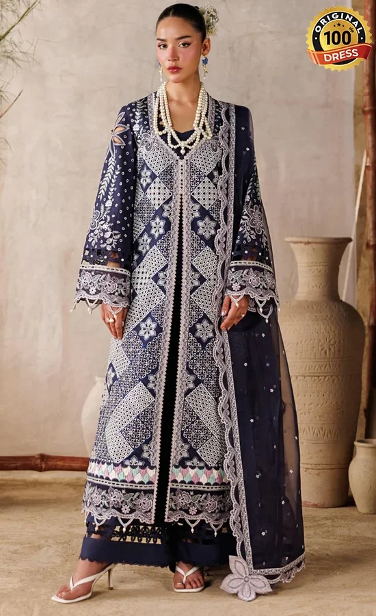 Akbar Aslam Embroidered Lawn Veloure Dress (1)