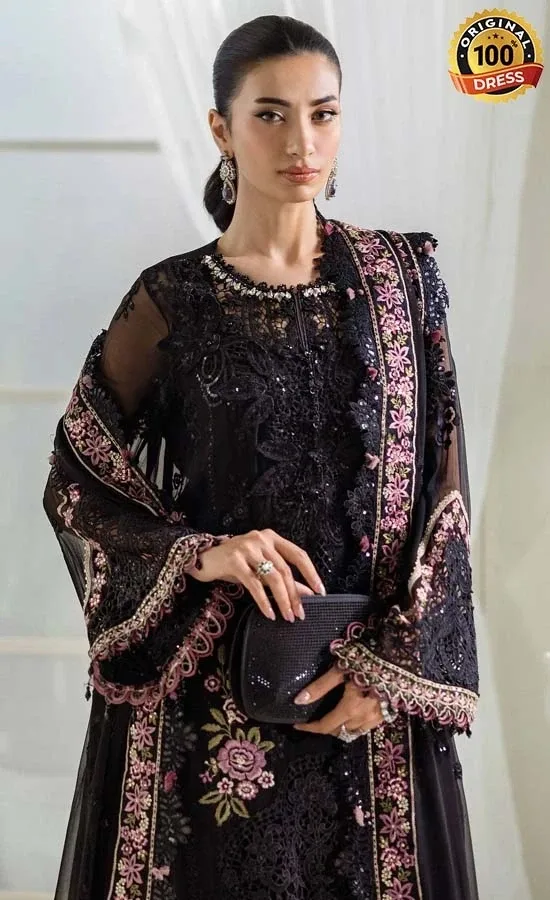 Maria B Embroidered Chiffon MPC-25-104 Dress (4)