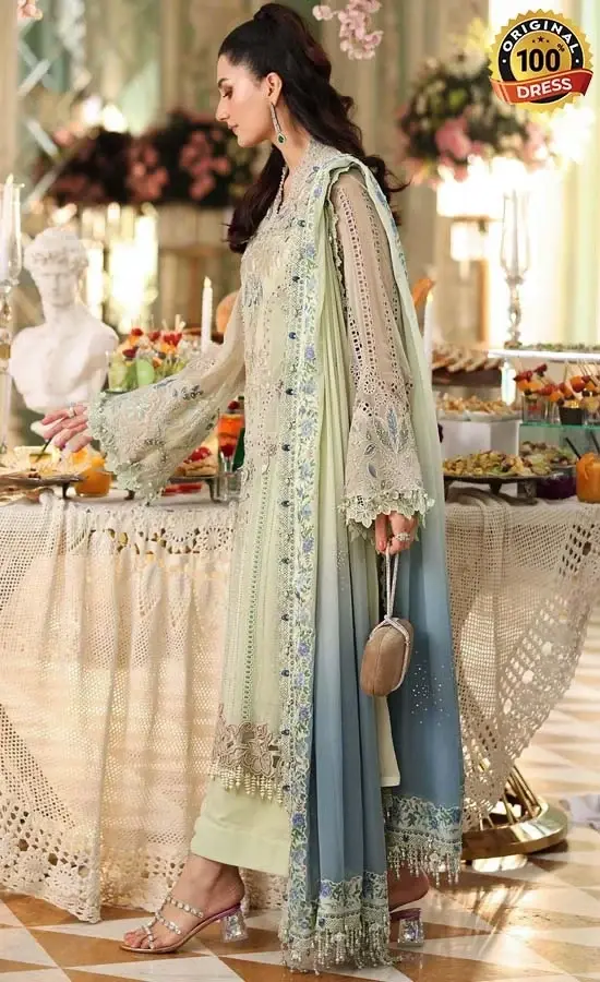 Maria B Embroidered Chiffon MPC-26-105 Dress (2)