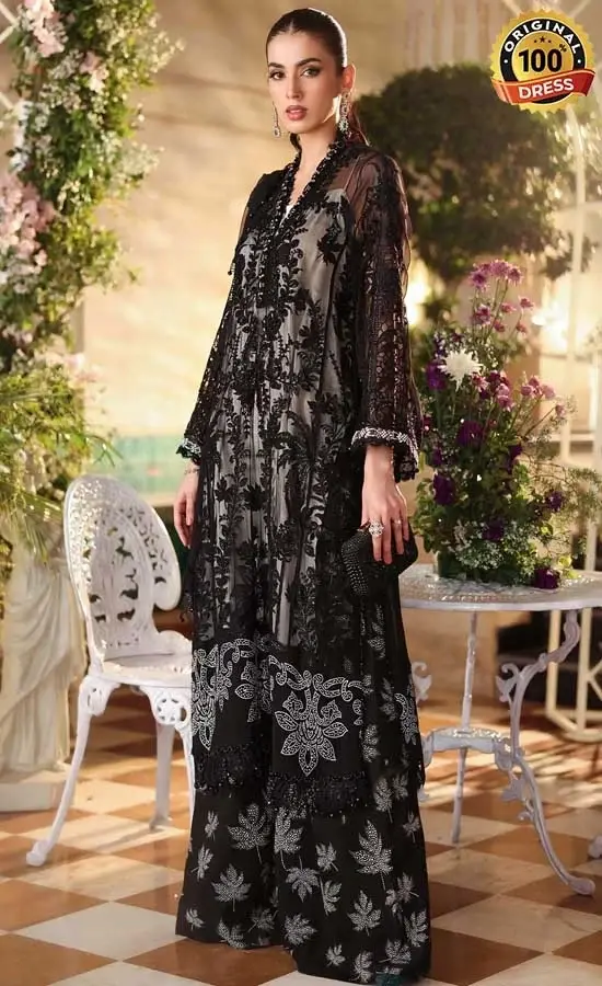 Maria B Embroidered Organza MPC-26-101-Black Dress (4)