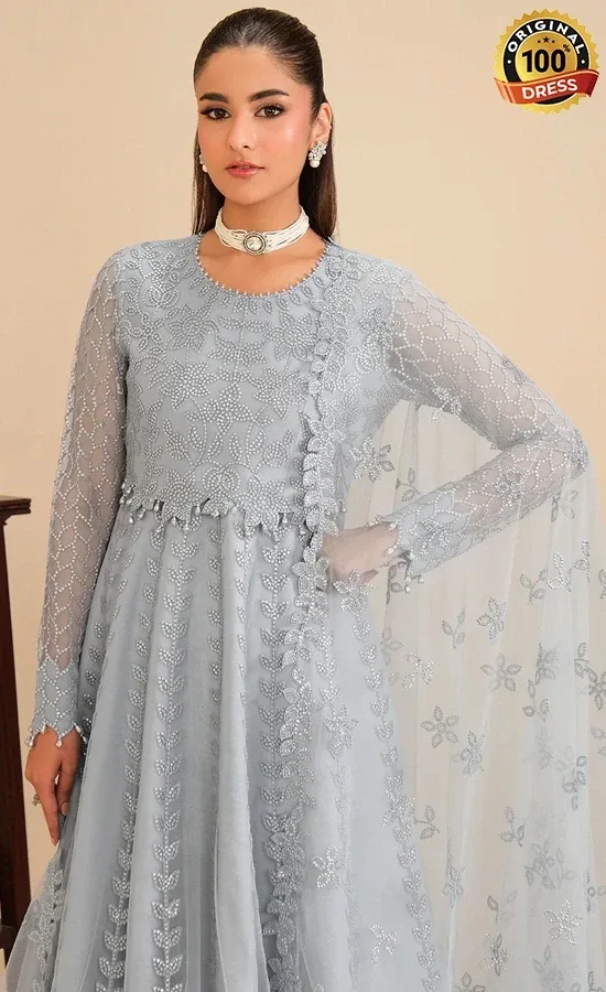 Alizeh PK Embroidered Net Shama Dress (3)
