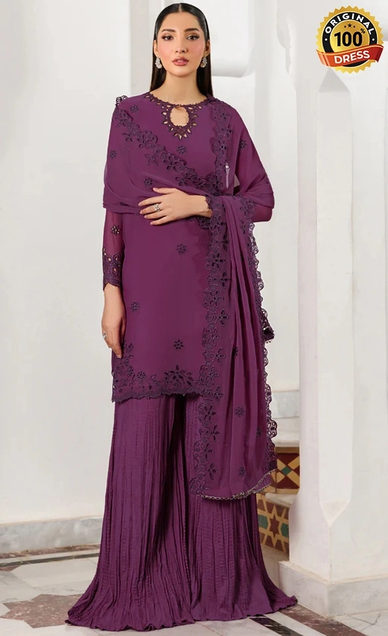 Zarif PK Emberoidered Chiffon Wadhai Dress (1) Zarif PK Emberoidered Chiffon Wadhai Dress (1)